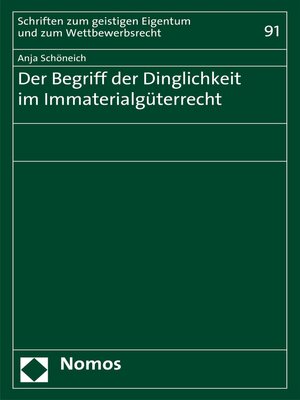 cover image of Der Begriff der Dinglichkeit im Immaterialgüterrecht